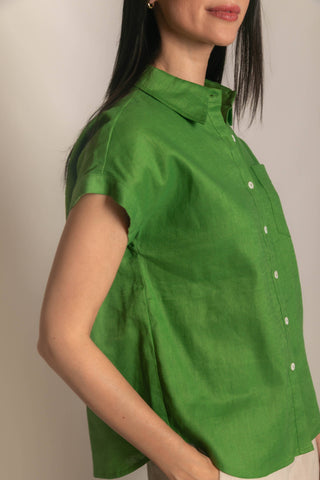 Linen Relaxed Short Sleeve Button Up Shirt