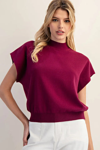 Haley Mock Neck Short Sleeve Sweater