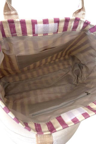 Pink and Beige Striped TOTE BAG