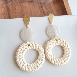 Lana Earrings - Light Rattan Seashell