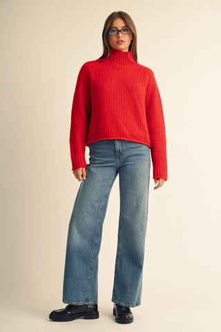 Brushed Mock Neck Sweater