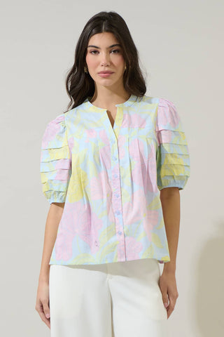 Brisa Floral Court Button Down Top