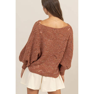 Pointelle Chunky Knit Sweater