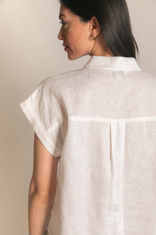 Linen Relaxed Short Sleeve Button Up Shirt