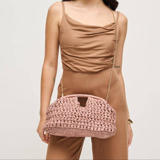 Abigail Straw Clutch Bag With Chain Strap
