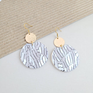 Zoey Earrings - Pearl Black Stripe