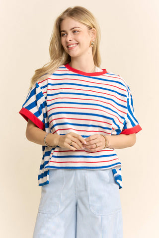 Striped Short Sleeve Boxy Tee