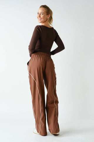 Slim Fit Scoop Neck Micro-Ribbed Long Sleeve Top