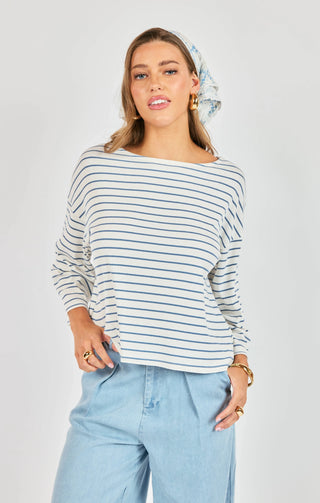 Memento Striped 3/4 Sleeve Top