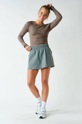 Essential Long-Sleeved Micro-Ribbed Athleisure Top