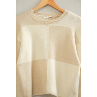 Crew Neck Checkered Sweater
