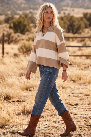 Oversized Gameday Rugby Stripe Sweater
