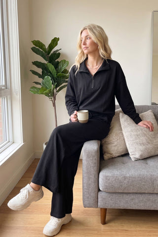 Scuba Half Zip Pullover & Wide Leg Pants Set