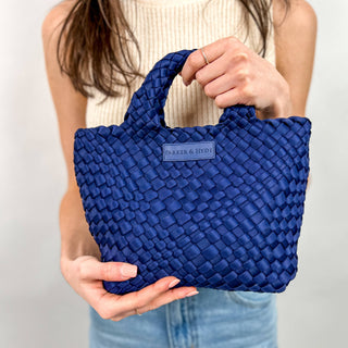 Navy Woven Mini Tote