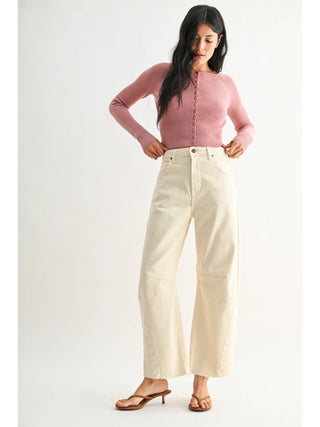 Raw Hem Barrel Jeans