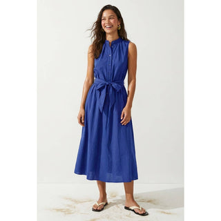 Sleeveless Belted Maxi Shirt Dress