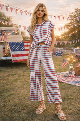 4th of July Americana Ribbed Striped Lounge Set