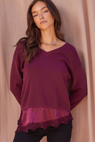 Emma Lace Hem V-Neck Top