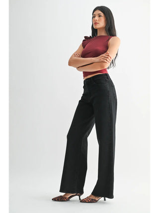 High Rise Stretchy Wide Leg - Black