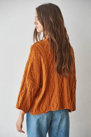 Sarah Cable Knit 3/4 Sleeve Sweater