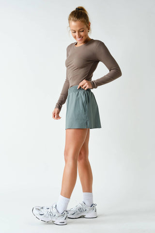 Essential Long-Sleeved Micro-Ribbed Athleisure Top