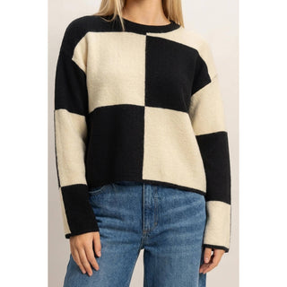 Crew Neck Checkered Sweater