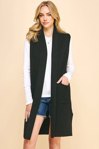 Sleeveless Open Knitted Cardigan