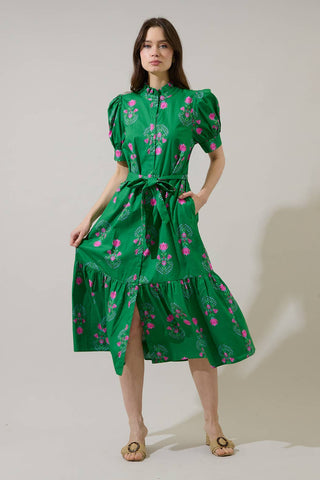 Saura Floral Giles Button Up Midi Dress