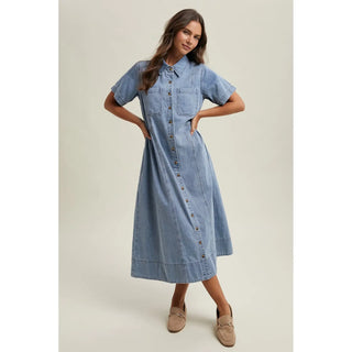 denim button front shirt dress DKNY Women's Denim Button-Front Shirt Dress in Cooper