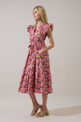 Peacock Bay Sita Ruffle Midi Dress