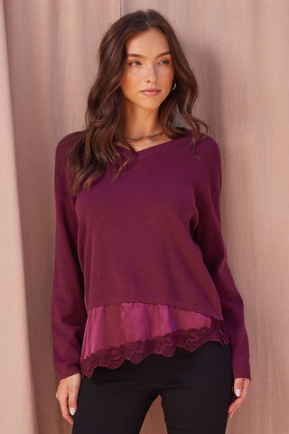 Emma Lace Hem V-Neck Top