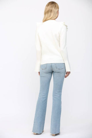 Cascading Pearl Ruffle Cardigan