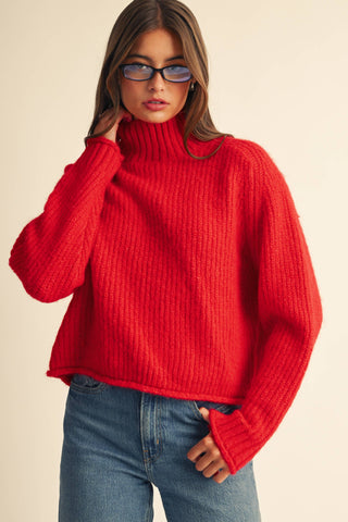 Brushed Mock Neck Sweater
