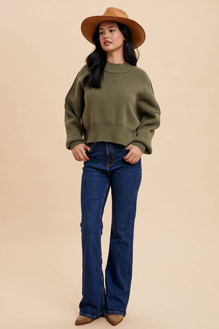 KNITTED MOCKNECK PULLOVER SWEATER