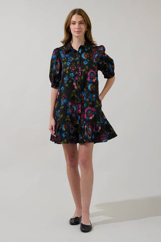 Levy Button Down Shift Dress Duna Floral