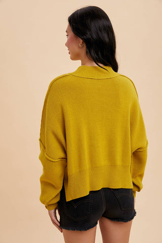 KNITTED MOCKNECK PULLOVER SWEATER