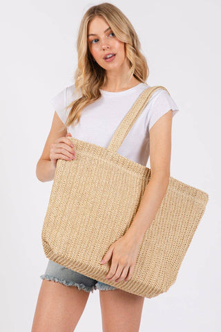 Crochet Straw Tote Bag