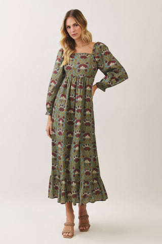 Floral Square Neck Maxi Dress
