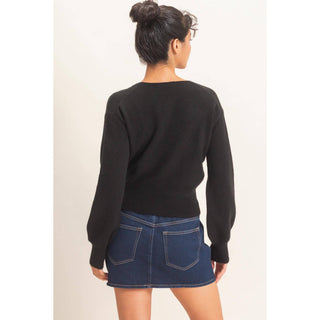 Wrap V Neck Sweater