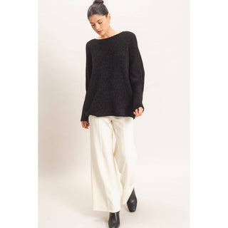 Chenille Boat Neck Dolman Sleeve Sweater