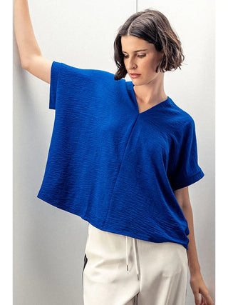 Robbie Oversized V-Neck Folded Sleeve Top