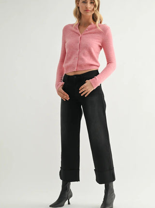 Scissor Cut Cuffed Wide Leg