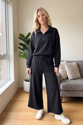 Scuba Half Zip Pullover & Wide Leg Pants Set