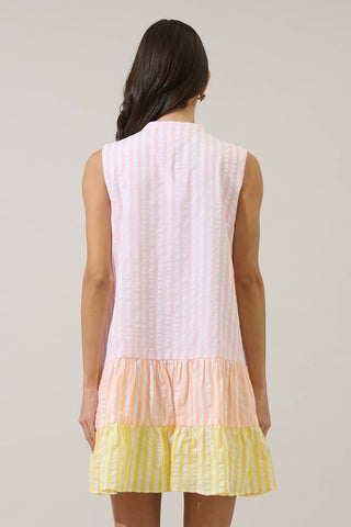 Addely Striped Color Block Shift Mini Dress