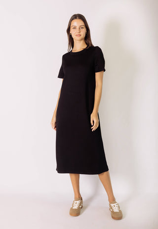 Butter Modal Short Sleeve Contrast Rib Neckband Midi