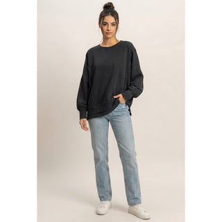 Pigment  Dye Oversized Raw Edge Sweatshirt
