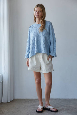 Sarah Cable Knit 3/4 Sleeve Sweater