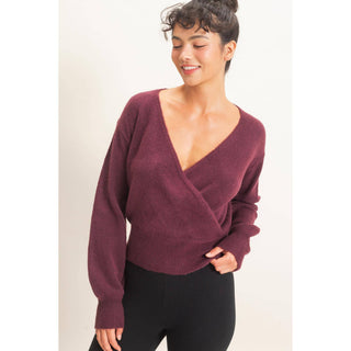 Wrap V Neck Sweater