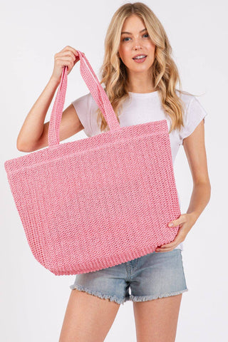 Crochet Straw Tote Bag