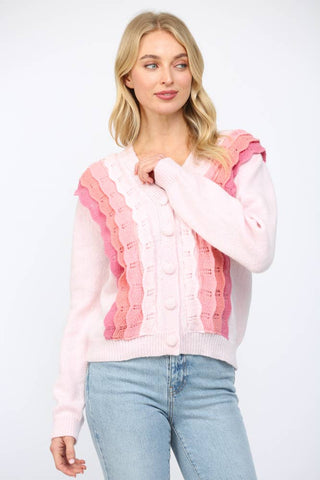 Scallop Ruffle Cardigan Sweater